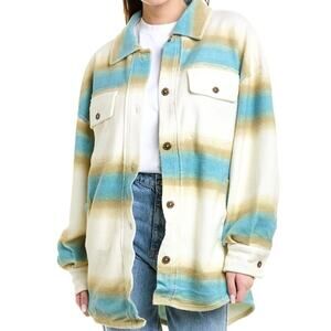NEW Size Small Free People Ruby West Coast Striped Shirt Jacket Ivory Combo